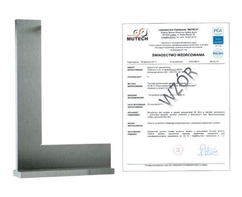 Kątownik z podstawką 200x130 mm ze świadectwem wzorcowania