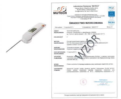 Termometr spożywczy TESTO 103 ze świadectwem wzorcowania