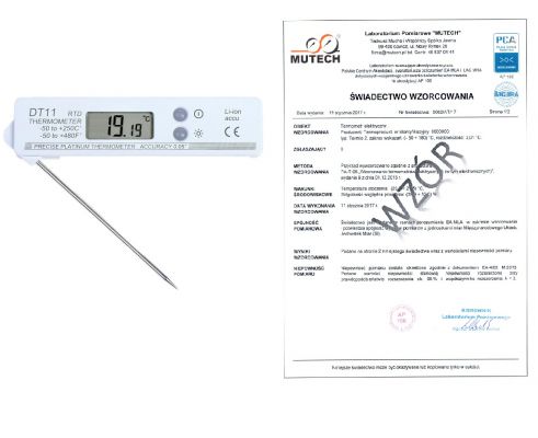 Termometr elektroniczny DT11 ze świadectwem wzorcowania PCA/bez świadectwa wzorcowania